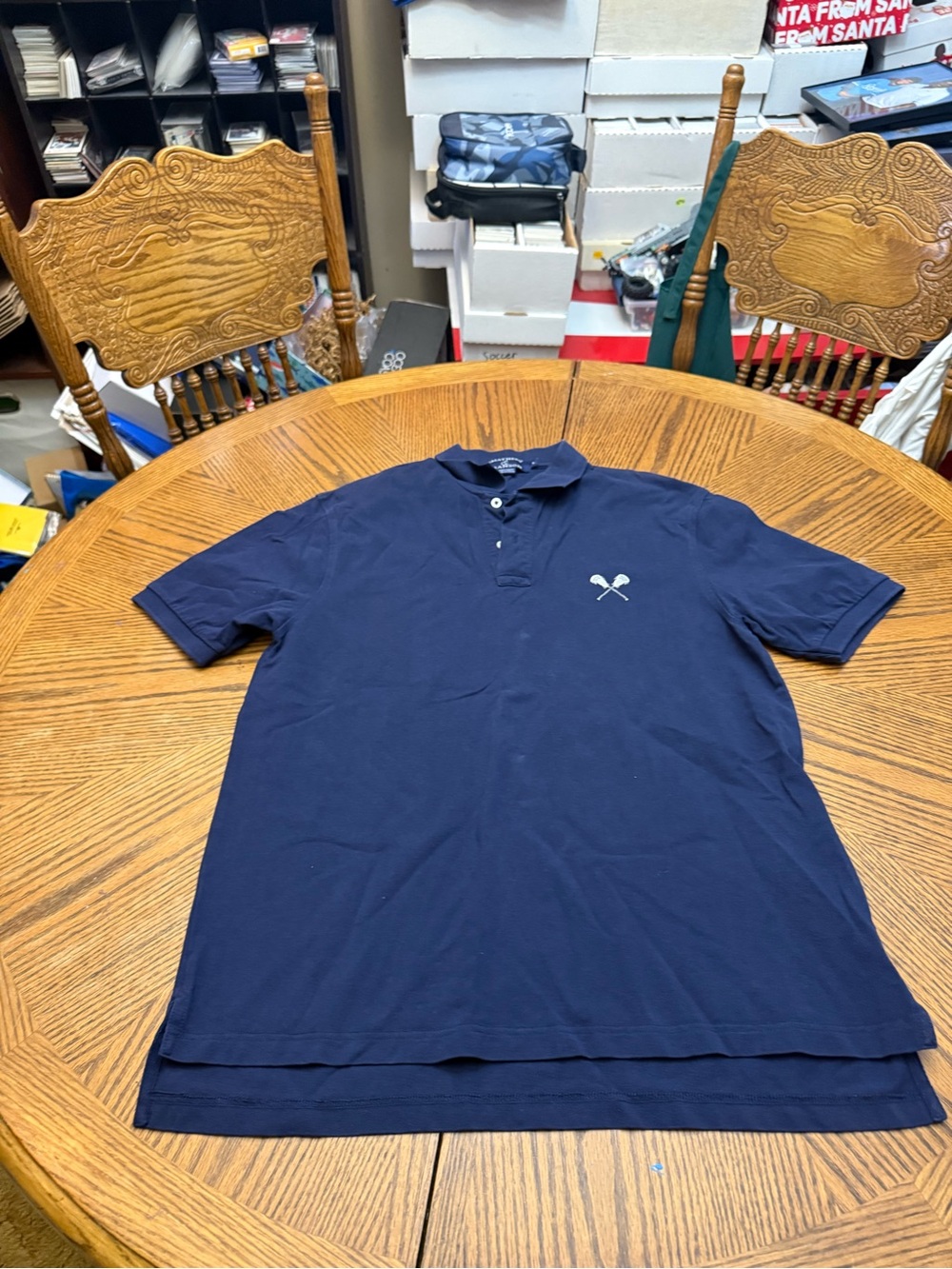 Smathers and Branson Lacosse Classic Navy Men's Polo with Chest Emblem